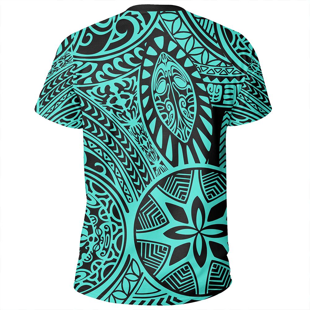 Polynesian Hawaiian Style Tribal Tattoo Turquoise T Shirt - Polynesian Pride