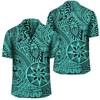 Polynesian Hawaiian Style Tribal Tattoo Turquoise Hawaiian Shirt Unisex Black - Polynesian Pride