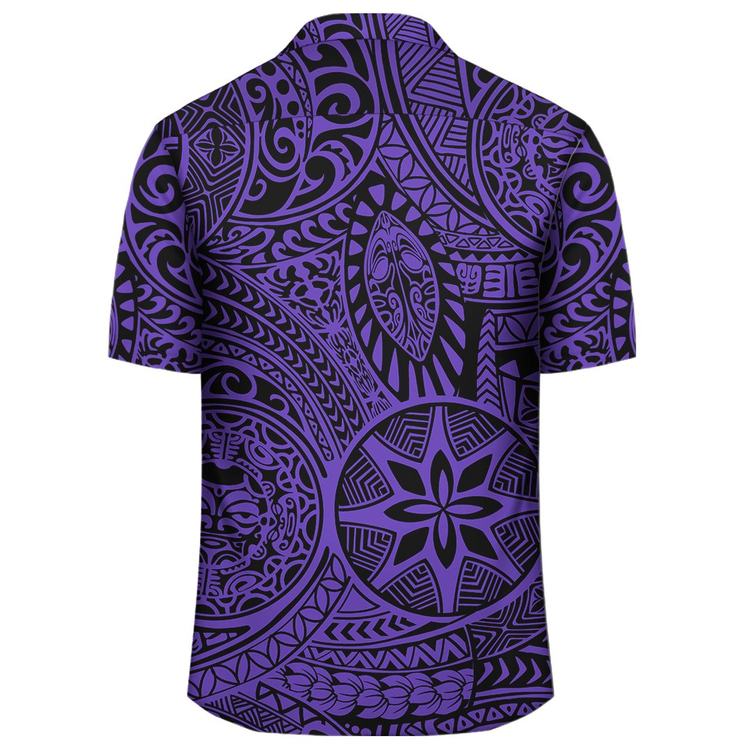 Polynesian Hawaiian Style Tribal Tattoo Violet Hawaiian Shirt - Polynesian Pride