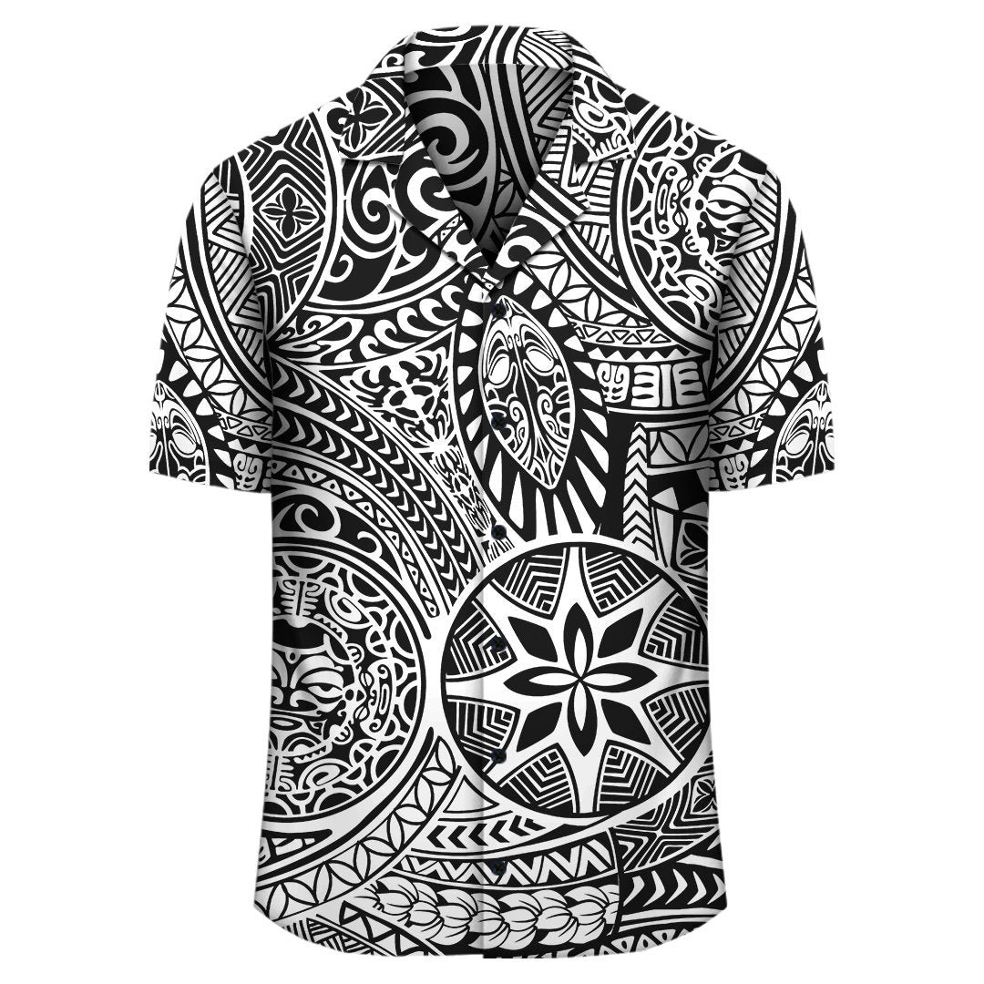 Polynesian Hawaiian Style Tribal Tattoo White Hawaiian Shirt - Polynesian Pride