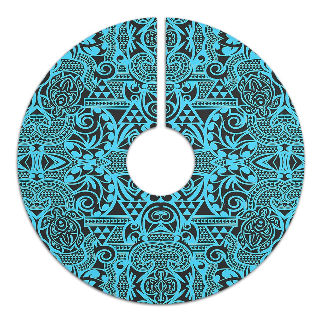 Polynesian Kakau Turtle Blue Tree Skirt - Polynesian Pride
