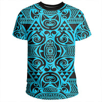 Polynesian Kakau Turtle Blue T Shirt - Polynesian Pride