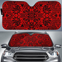 Polynesian Kakau Turtle Car Sun Shade Auto Sun Shade Universal Fit Red - Polynesian Pride