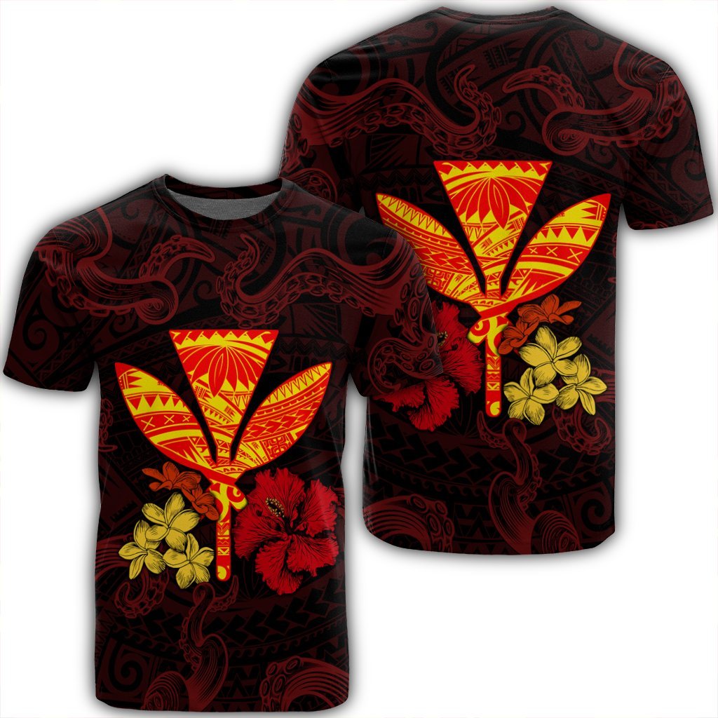 Polynesian Kanaka Maoli Flower T Shirt AH Unisex Black - Polynesian Pride