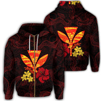 Polynesian Kanaka Maoli Flower Zip Hoodie Unisex Art - Polynesian Pride