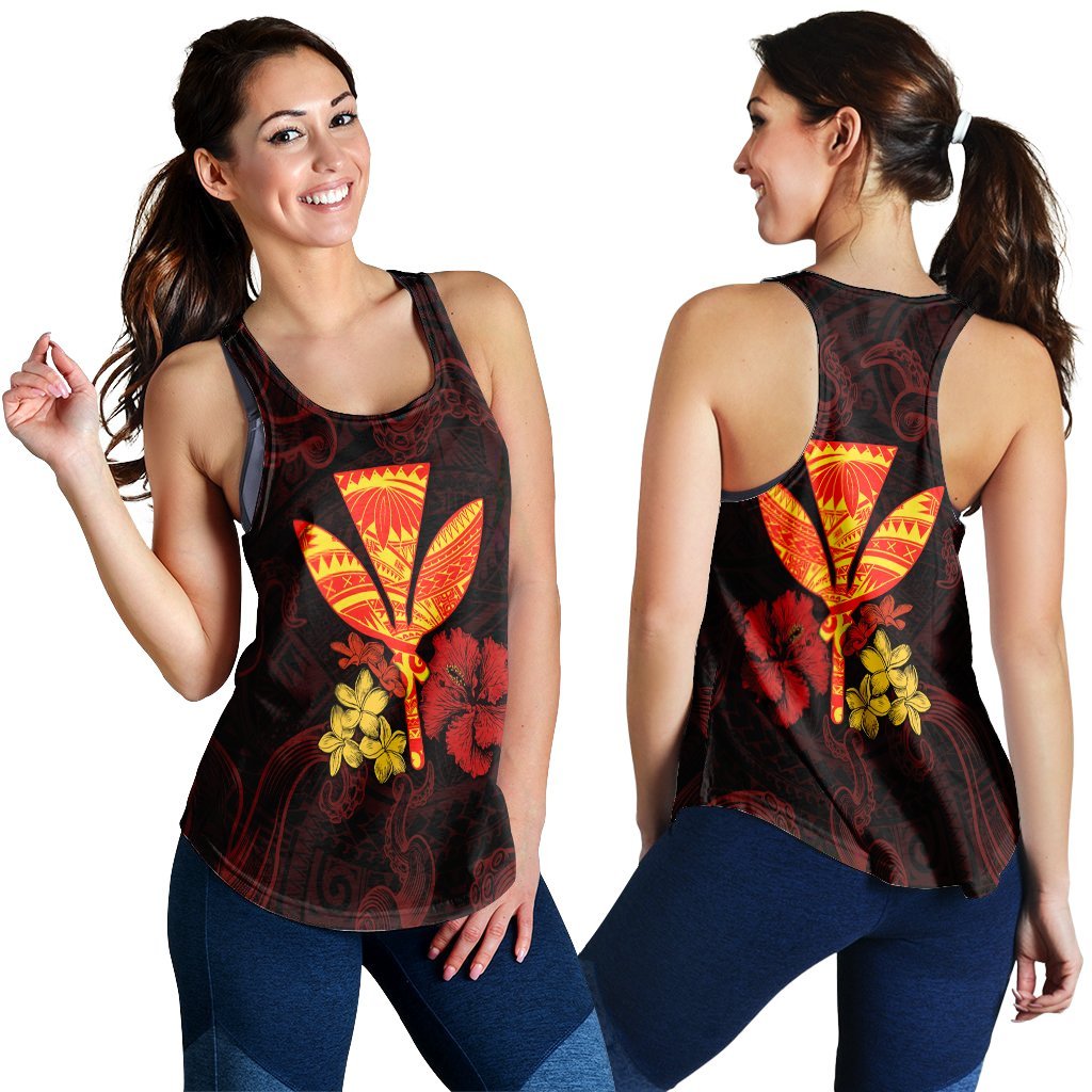 Polynesian Kanaka Maoli Flower Racerback Tank AH Black - Polynesian Pride