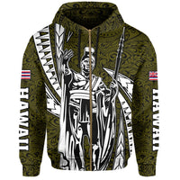 Polynesian King Culture Yellow Hoodie (Zip up) Mega Style - Polynesian Pride