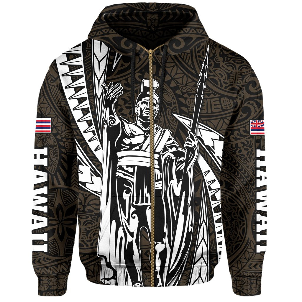 Polynesian King Hawaiian Style Tribal Tattoo Gold Hoodie (Zip up) Mega Style - Polynesian Pride