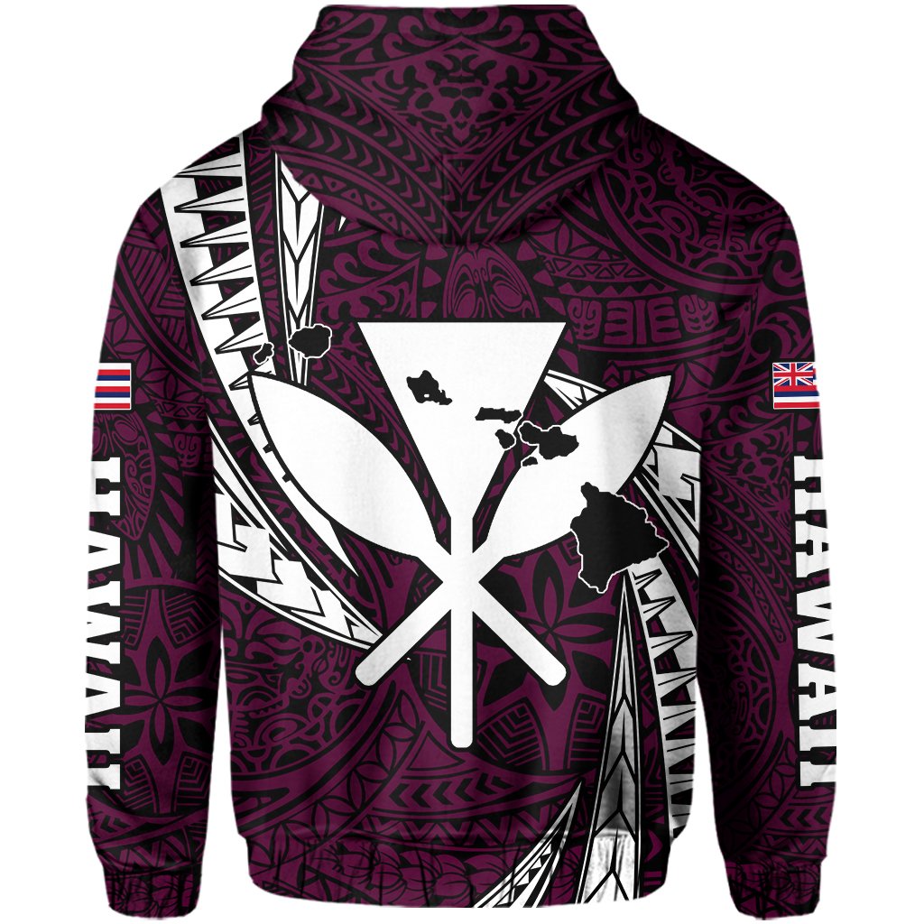 Polynesian King Hawaiian Style Tribal Tattoo Pink Hoodie (Zip up) Mega Style - Polynesian Pride