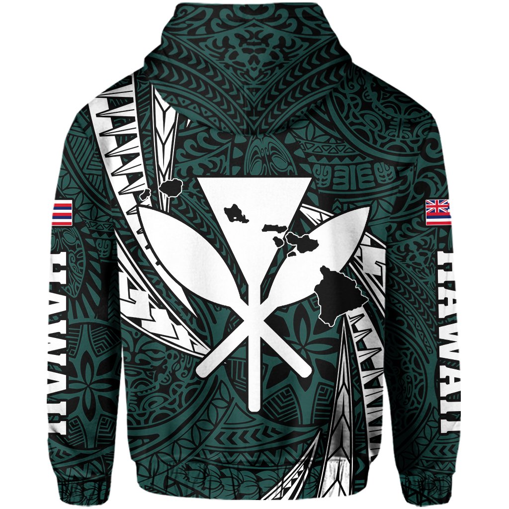Polynesian King Hawaiian Style Tribal Tattoo Turquoise Hoodie (Zip up) Mega Style - Polynesian Pride