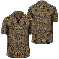 Polynesian Lauhala Mix Gold Hawaiian Shirt Unisex Black - Polynesian Pride