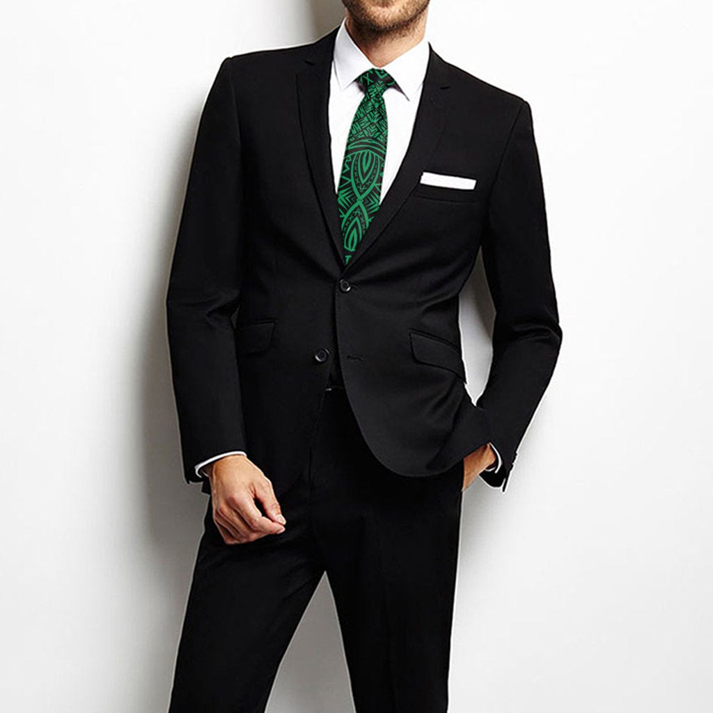 Polynesian Lauhala Mix Green Necktie One Size Green Necktie - Polynesian Pride