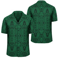 Polynesian Lauhala Mix Green Hawaiian Shirt Unisex Black - Polynesian Pride