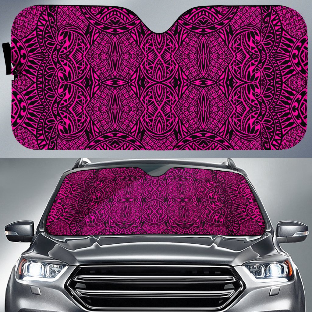 Polynesian Lauhala Mix Car Sun Shade Auto Sun Shade Universal Fit Pink - Polynesian Pride