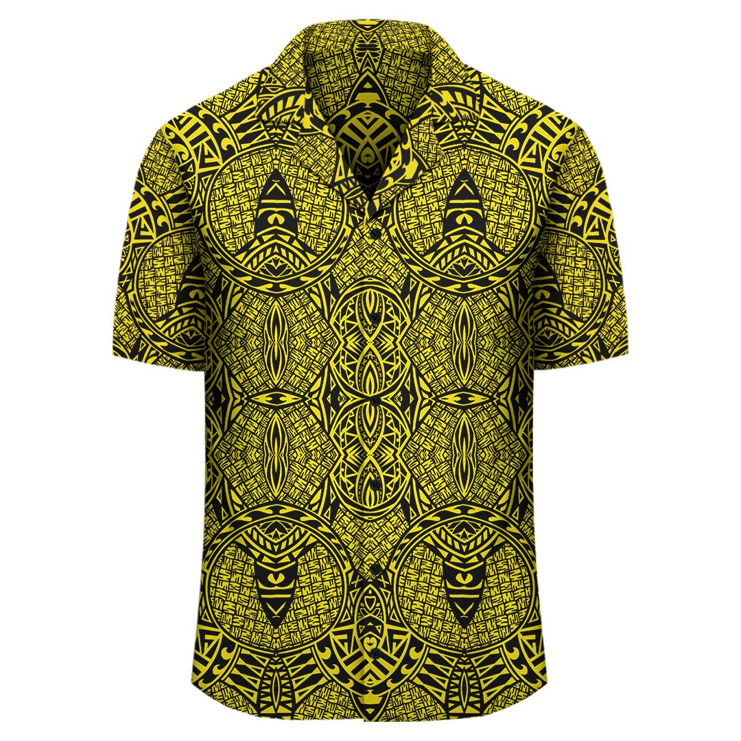 Polynesian Lauhala Mix Yellow Hawaiian Shirt - Polynesian Pride