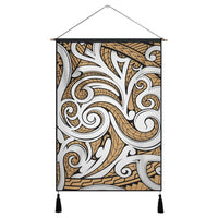 Polynesian Maori Ethnic Ornament Gold Hanging Poster - AH Hanging Poster 43 x 65 cm Cotton And Linen - Polynesian Pride