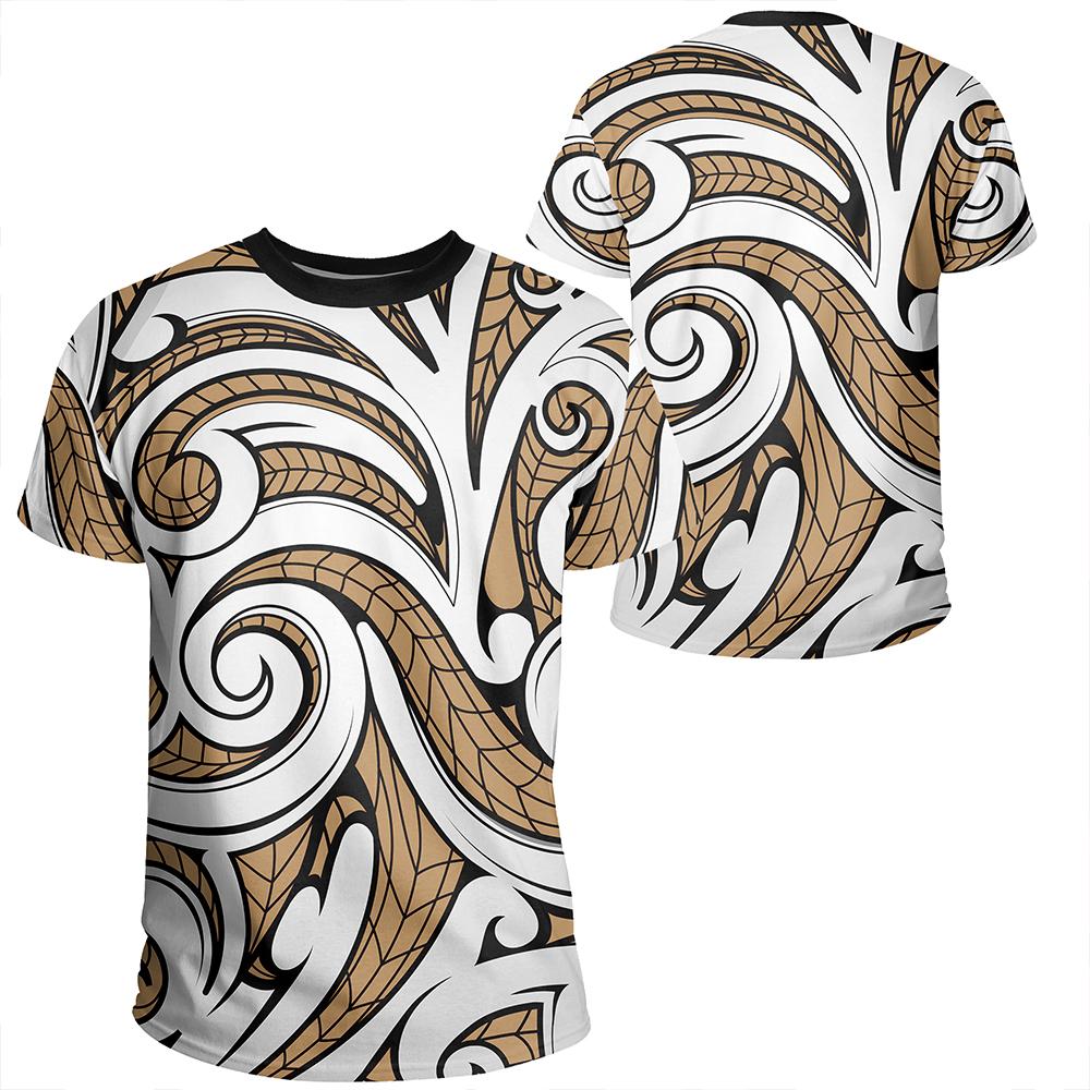 Polynesian Maori Ethnic Ornament Gold T Shirt Unisex Polyester - Polynesian Pride