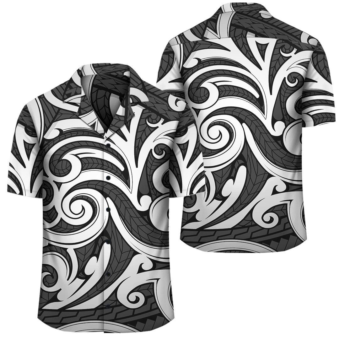 Polynesian Maori Ethnic Ornament Gray Hawaiian Shirt Unisex Black - Polynesian Pride