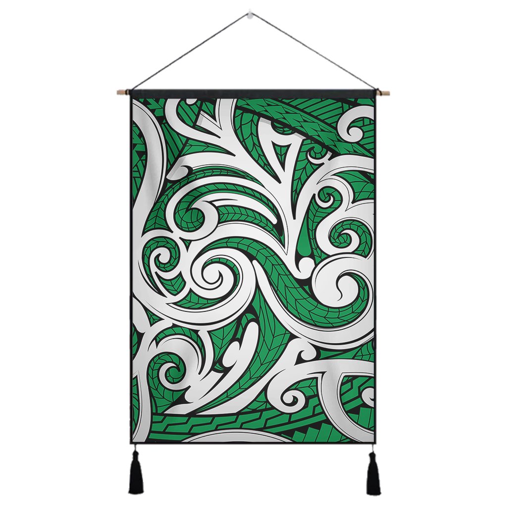 Polynesian Maori Ethnic Ornament Green Hanging Poster - AH Hanging Poster 43 x 65 cm Cotton And Linen - Polynesian Pride