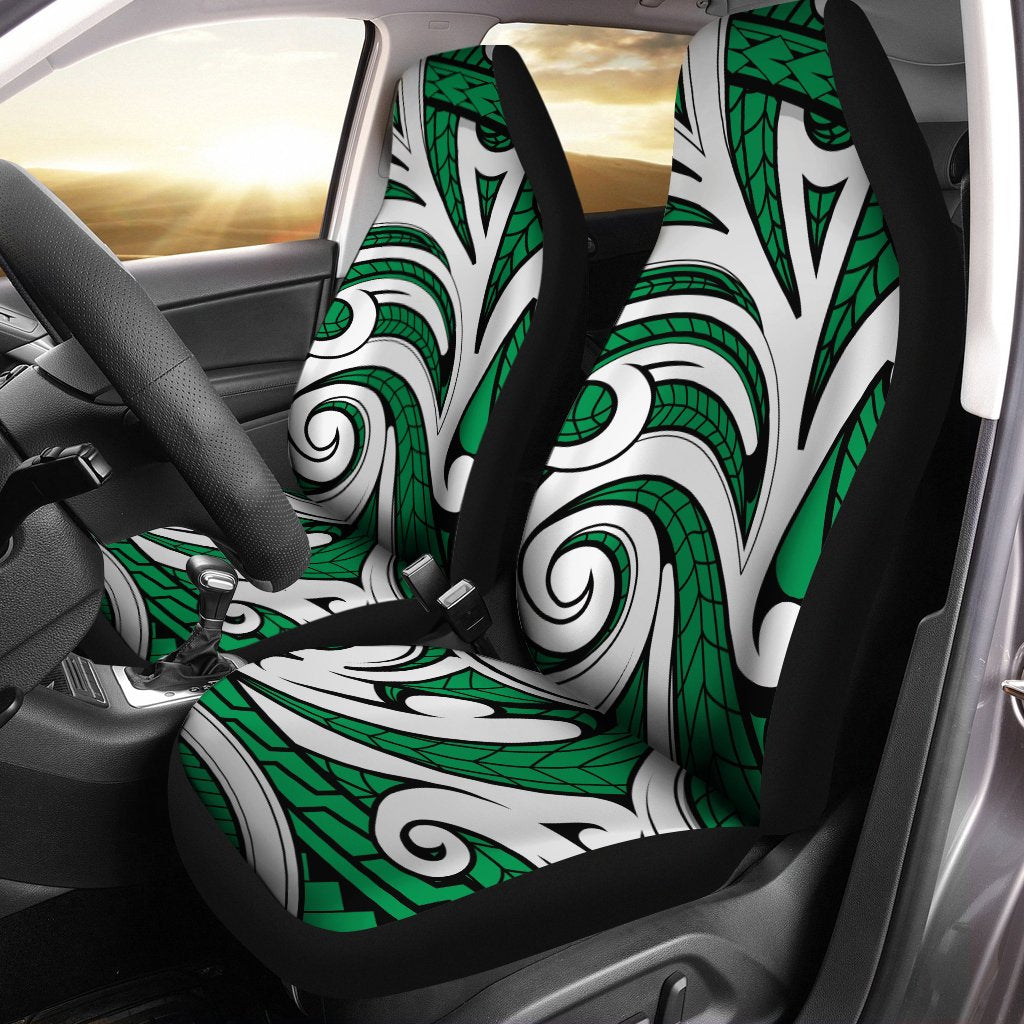 Polynesian Maori Ethnic Ornament Green Car Seat Cover - Polynesian Pride