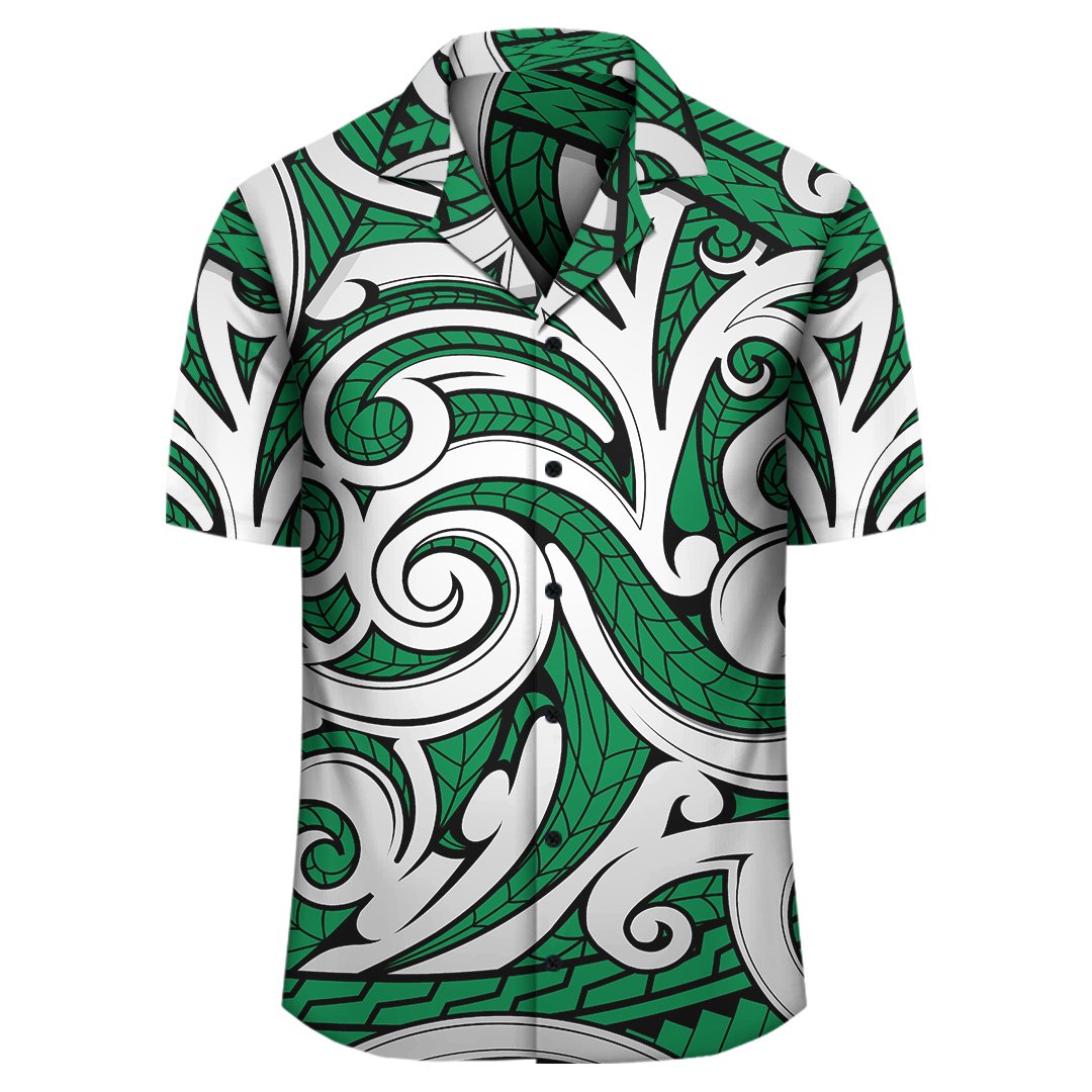 Polynesian Maori Ethnic Ornament Green Hawaiian Shirt - Polynesian Pride