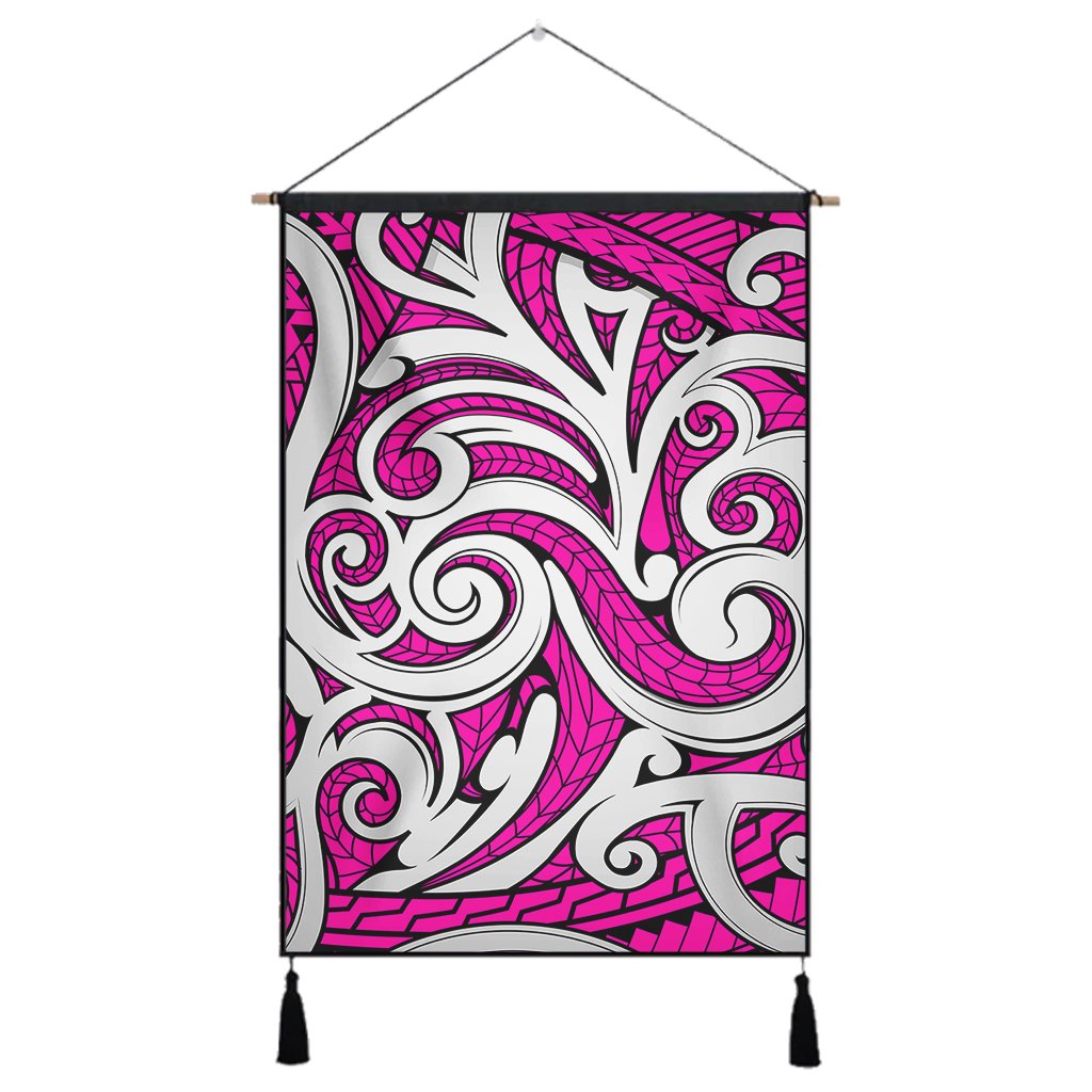 Polynesian Maori Ethnic Ornament Pink Hanging Poster - AH Hanging Poster 43 x 65 cm Cotton And Linen - Polynesian Pride