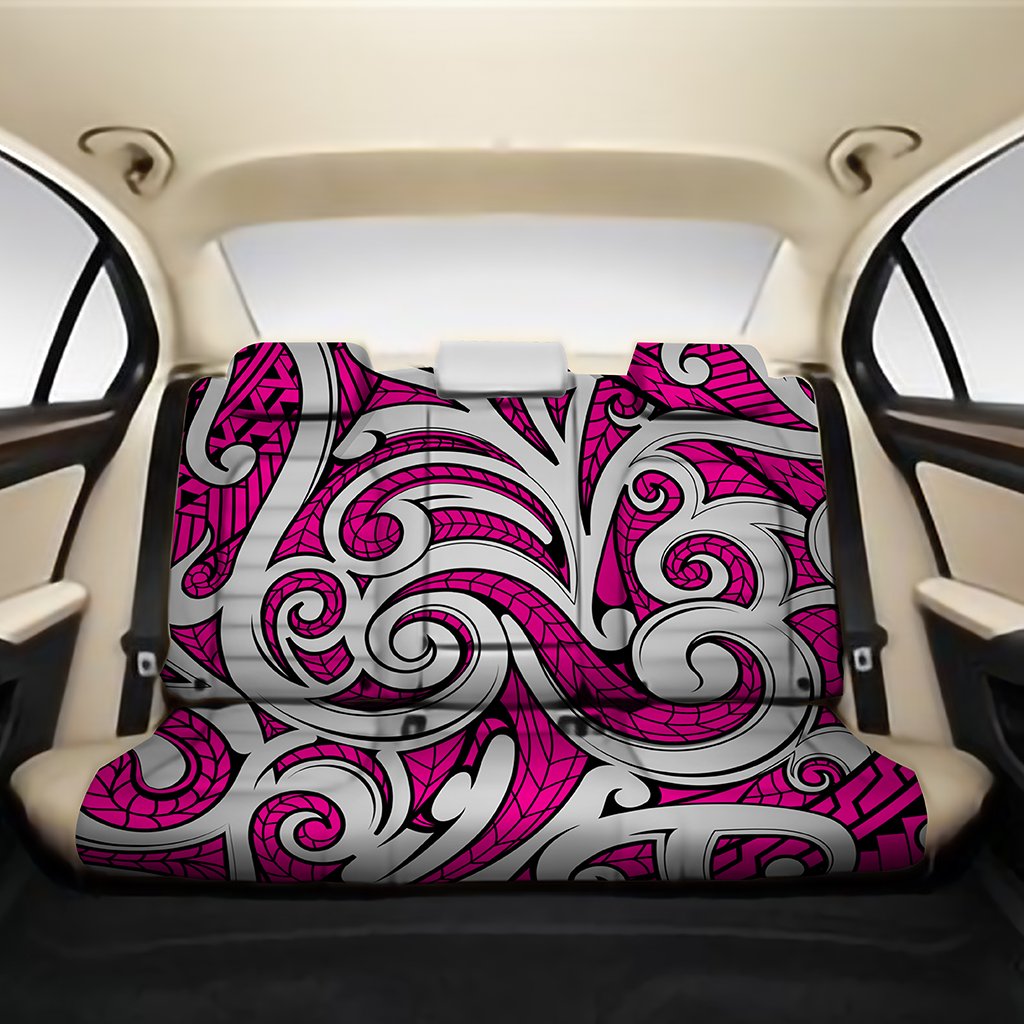 Polynesian Maori Ethnic Ornament Pink Back Seat Cover One Size Pink Back Car Seat Covers - Polynesian Pride