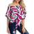 Polynesian Maori Ethnic Ornament Pink Hawaii Women's Off Shoulder Wrap Waist Top Pink Female - Polynesian Pride