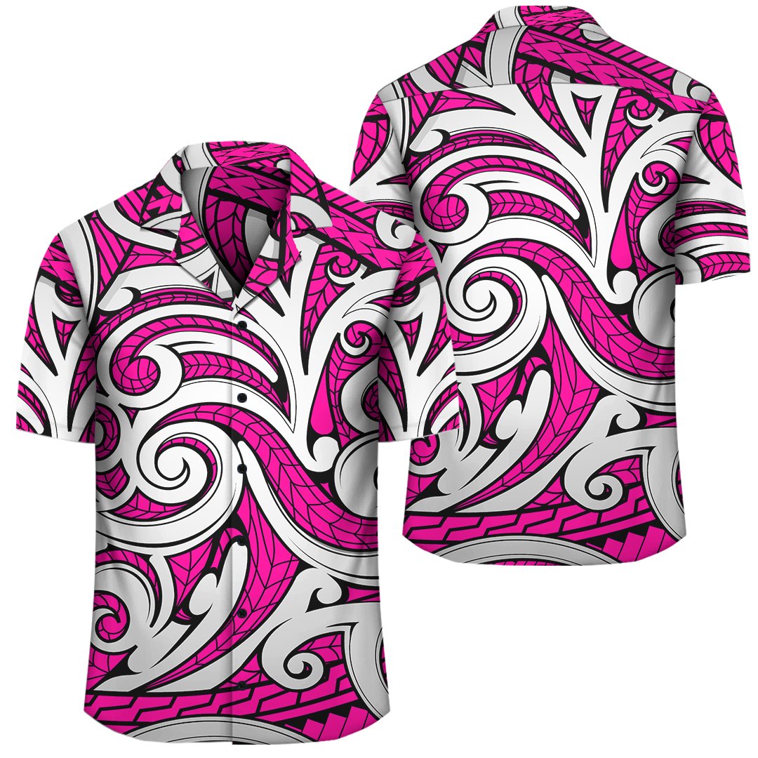 Polynesian Maori Ethnic Ornament Pink Hawaiian Shirt Unisex Black - Polynesian Pride