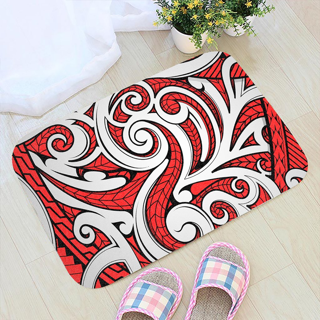Polynesian Maori Ethnic Ornament Red Hawaii Door Mat Door Mat Red - Polynesian Pride