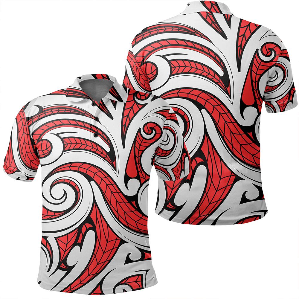 Unisex Polynesian Maori Ethnic Ornament Red Polo Shirt Unisex Art - Polynesian Pride
