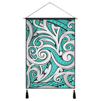 Polynesian Maori Ethnic Ornament Turquoise Hanging Poster - AH Hanging Poster 43 x 65 cm Cotton And Linen - Polynesian Pride