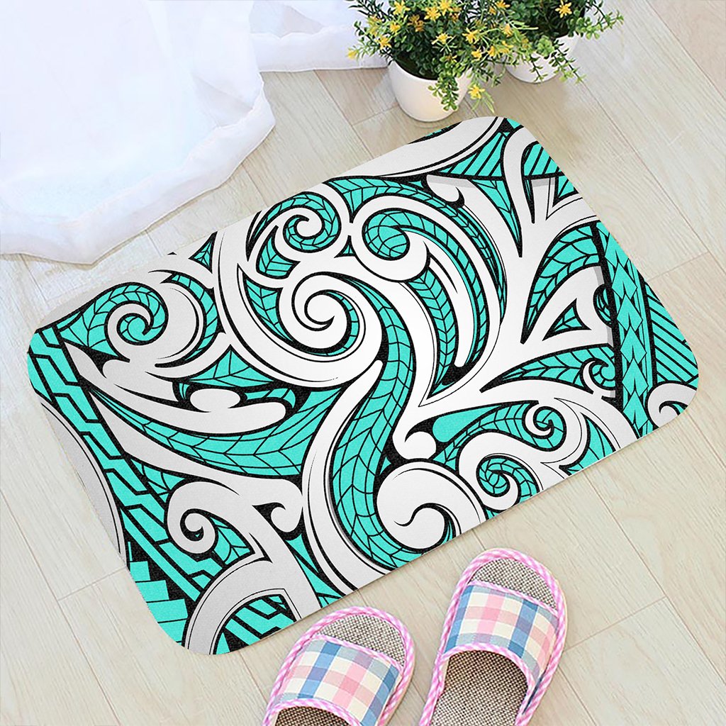 Polynesian Maori Ethnic Ornament Turquoise Hawaii Door Mat Door Mat Turquoise - Polynesian Pride