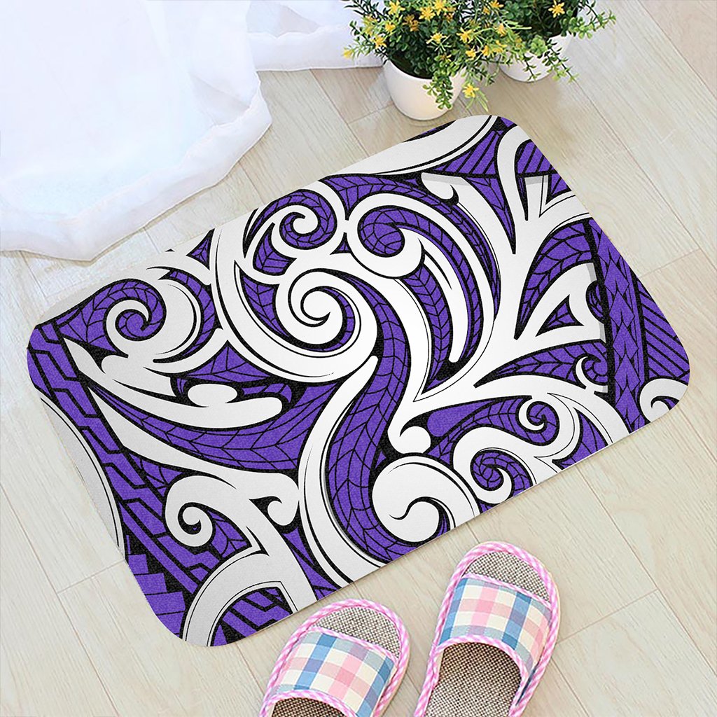 Polynesian Maori Ethnic Ornament Violet Hawaii Door Mat Door Mat Black - Polynesian Pride