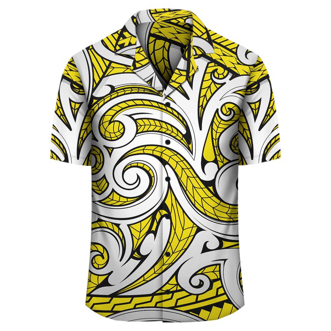 Polynesian Maori Ethnic Ornament Yellow Hawaiian Shirt - Polynesian Pride