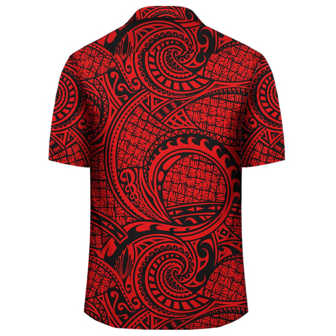 Polynesian Maori Lauhala Red Hawaiian Shirt - Polynesian Pride