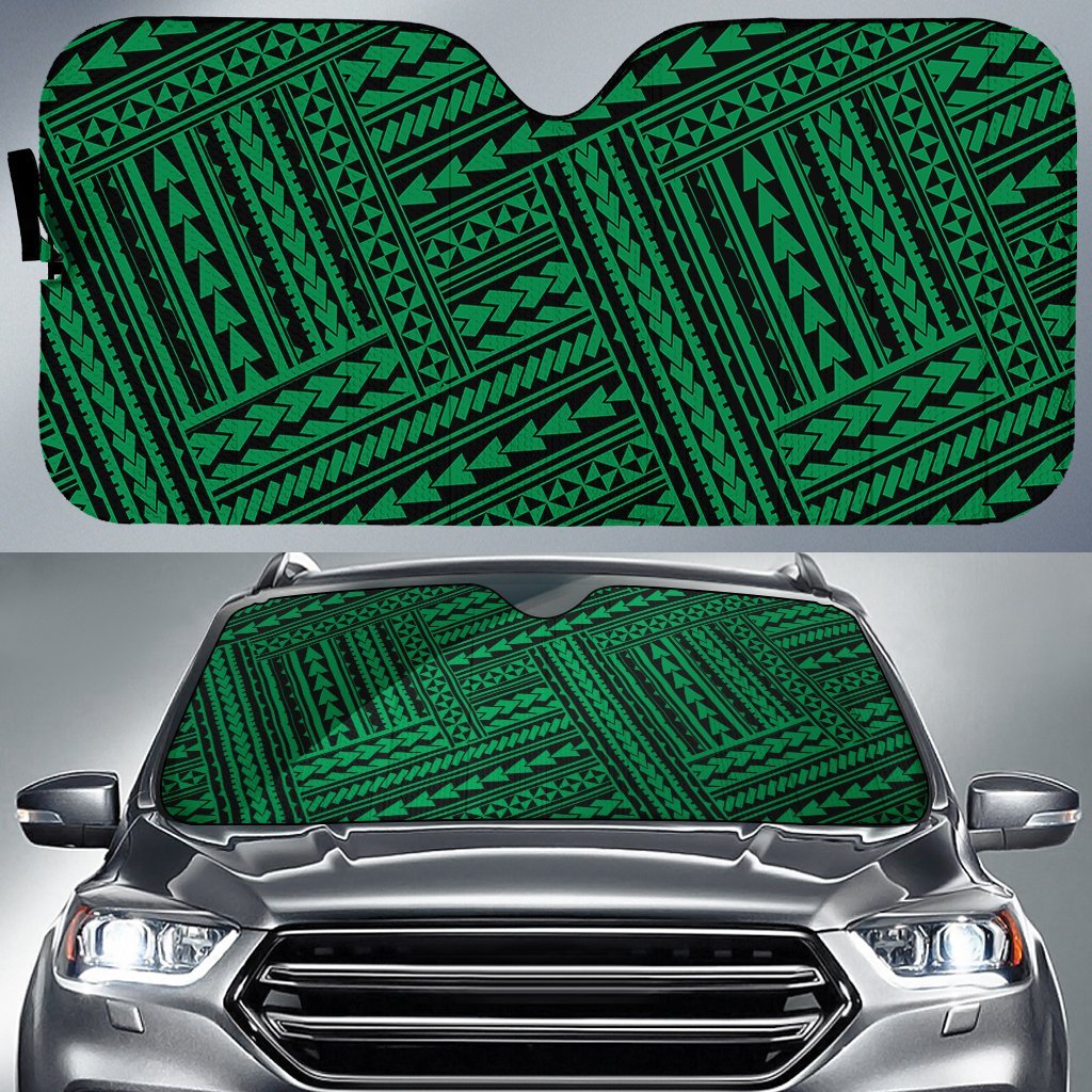 Polynesian Nation Car Sun Shade Auto Sun Shade Universal Fit Green - Polynesian Pride