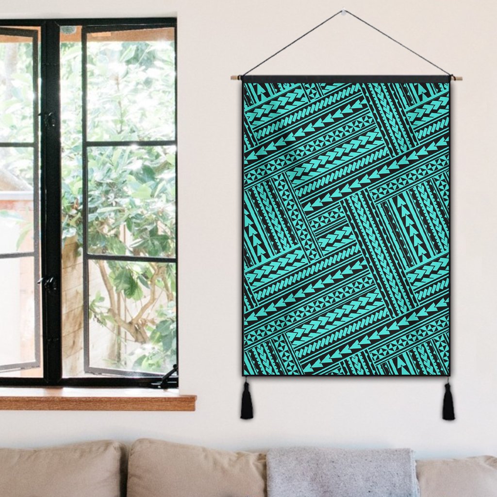 Polynesian Nation Turquoise Hanging Poster - AH Hanging Poster 50 x 75 cm Cotton And Linen - Polynesian Pride