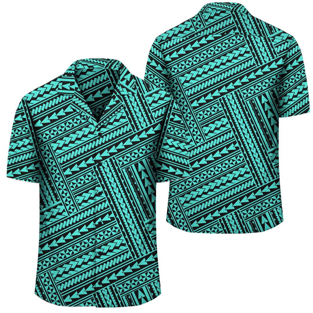 Polynesian Nation Turquoise Hawaiian Shirt Unisex Black - Polynesian Pride