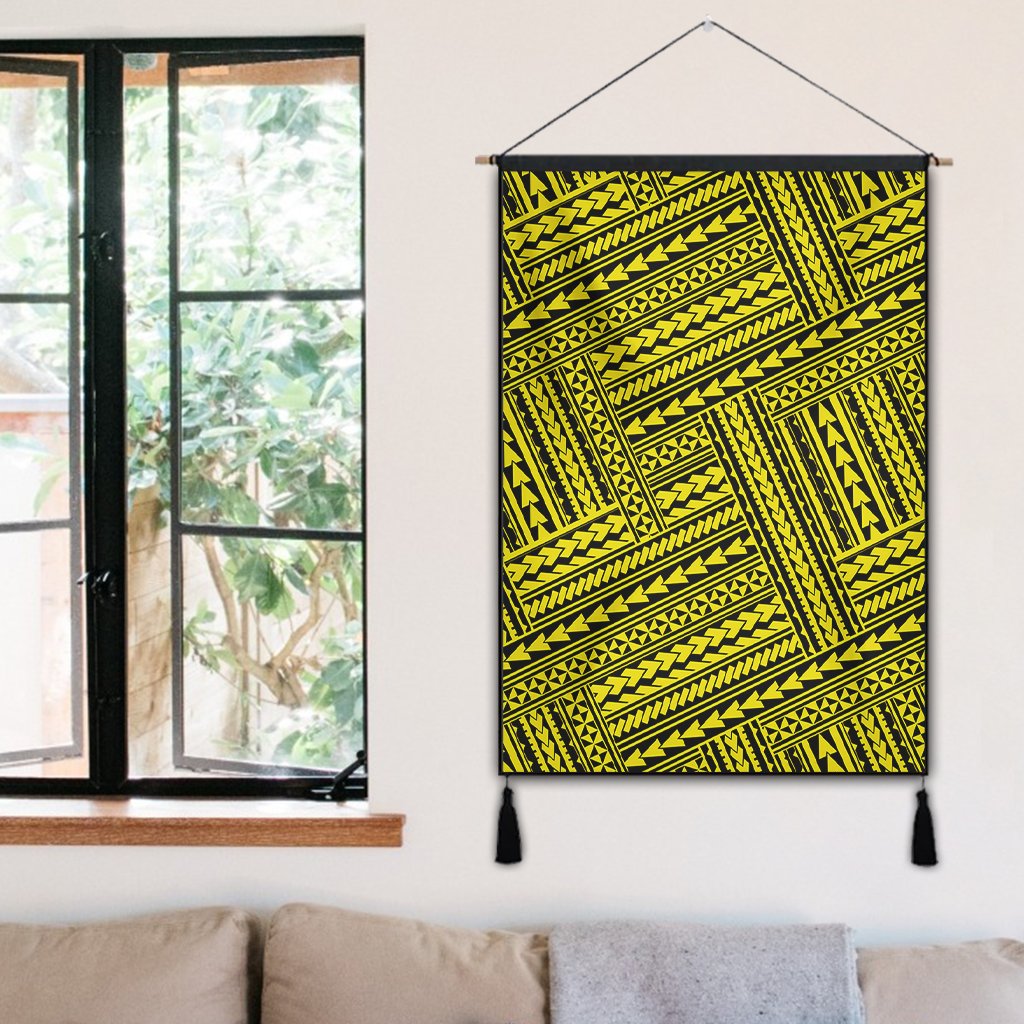 Polynesian Nation Yellow Hanging Poster - AH Hanging Poster 50 x 75 cm Cotton And Linen - Polynesian Pride