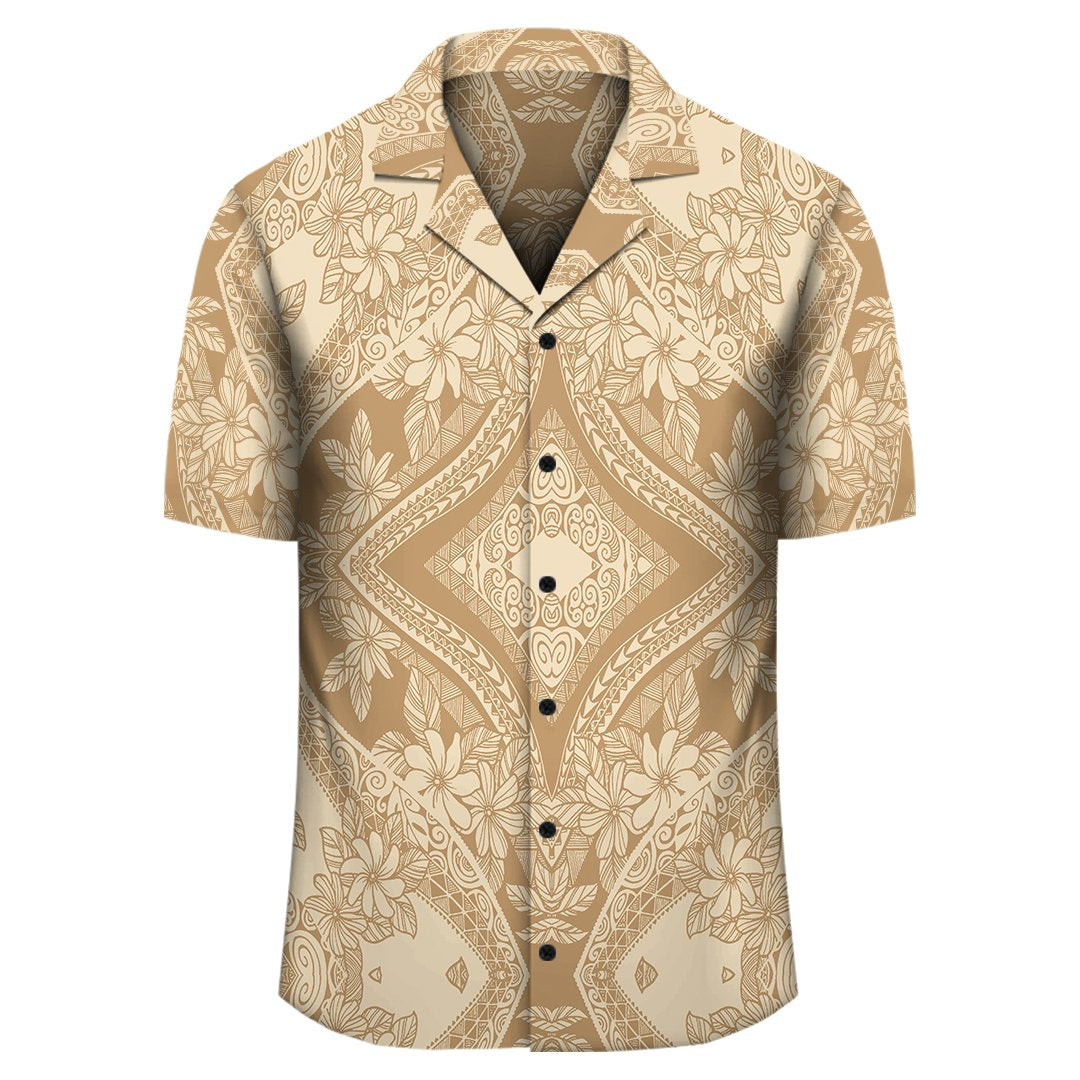 Polynesian Plumeria Mix Gold Hawaiian Shirt - Polynesian Pride
