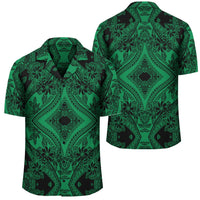Polynesian Plumeria Mix Green Black Hawaiian Shirt Unisex Black - Polynesian Pride