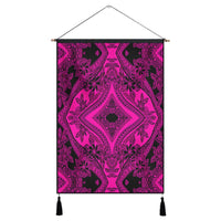 Polynesian Plumeria Mix Pink Black Hanging Poster - AH Hanging Poster 43 x 65 cm Cotton And Linen - Polynesian Pride