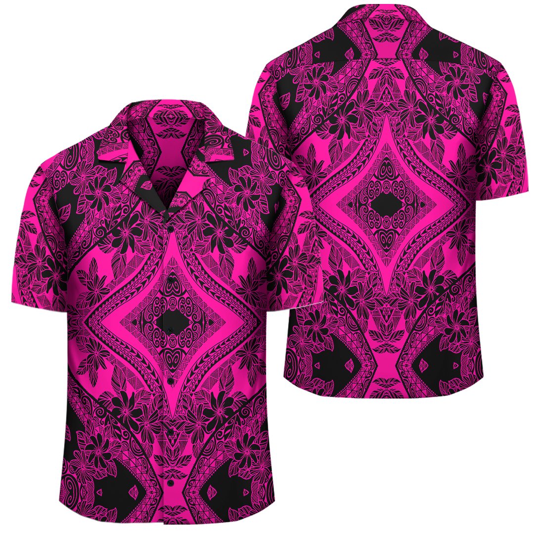 Polynesian Plumeria Mix Pink Black Hawaiian Shirt Unisex Black - Polynesian Pride