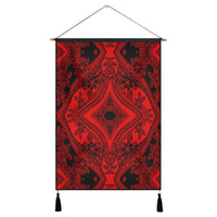 Polynesian Plumeria Mix Red Black Hanging Poster - AH Hanging Poster 43 x 65 cm Cotton And Linen - Polynesian Pride