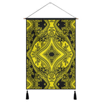 Polynesian Plumeria Mix Yellow Black Hanging Poster - AH Hanging Poster 43 x 65 cm Cotton And Linen - Polynesian Pride