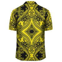 Polynesian Plumeria Mix Yellow Black Hawaiian Shirt - Polynesian Pride