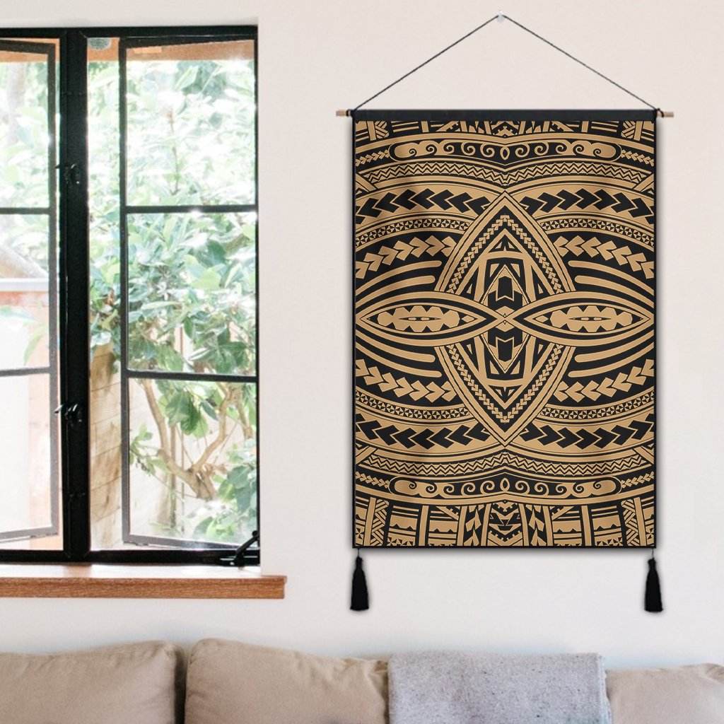Polynesian Seamless Gold Hanging Poster - AH Hanging Poster 50 x 75 cm Cotton And Linen - Polynesian Pride