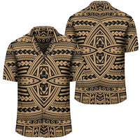 Polynesian Seamless Gold Hawaiian Shirt Unisex Black - Polynesian Pride
