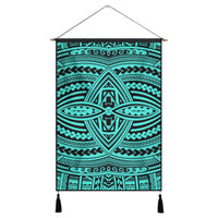 Polynesian Seamless Turquoise Hanging Poster - AH Hanging Poster 43 x 65 cm Cotton And Linen - Polynesian Pride